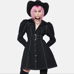 NWT Dolls Kill Punk Rave Princess Sleeve Belted Shirt Dress
